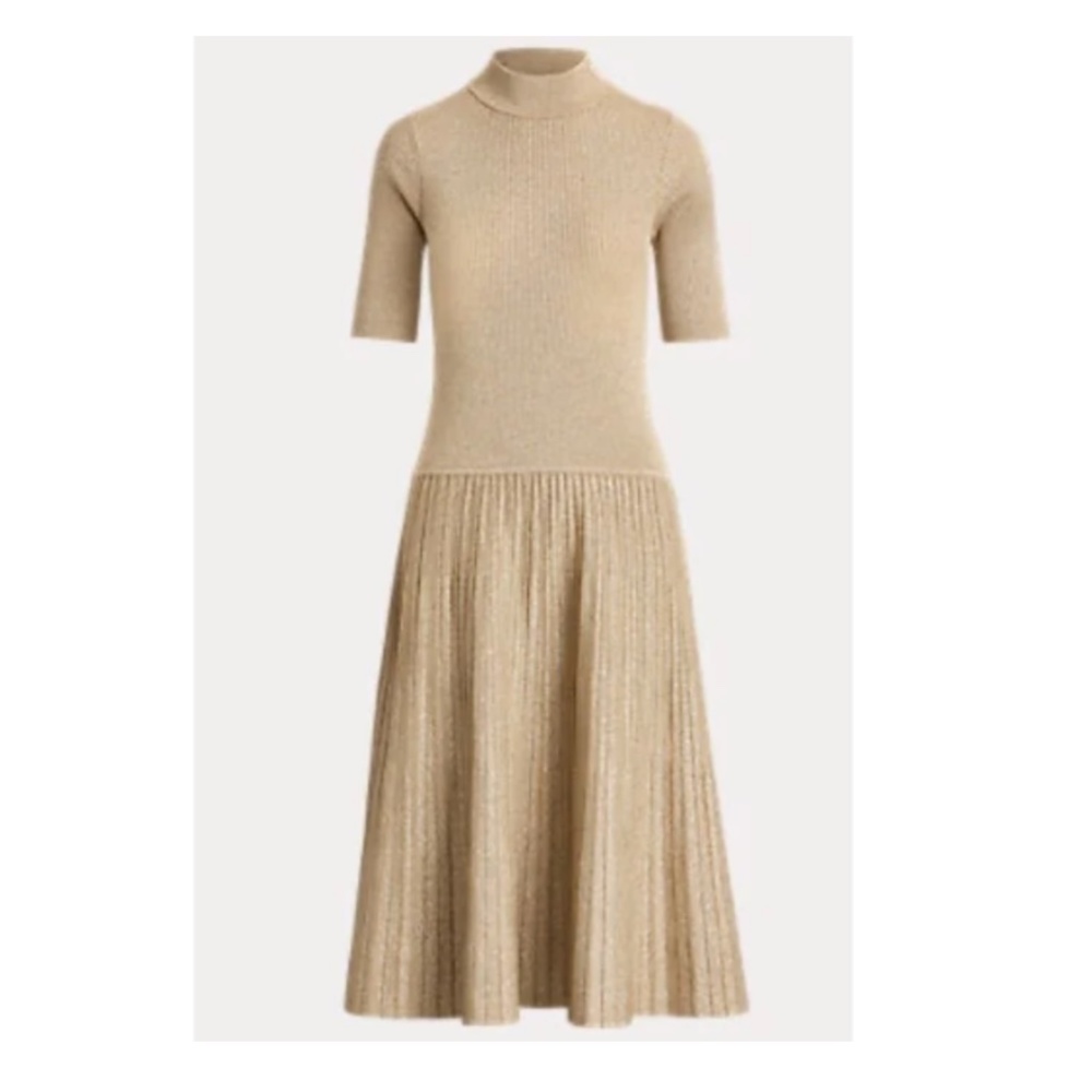 Lauren Ralph Lauren Metallic Knit Mock Neck Dress